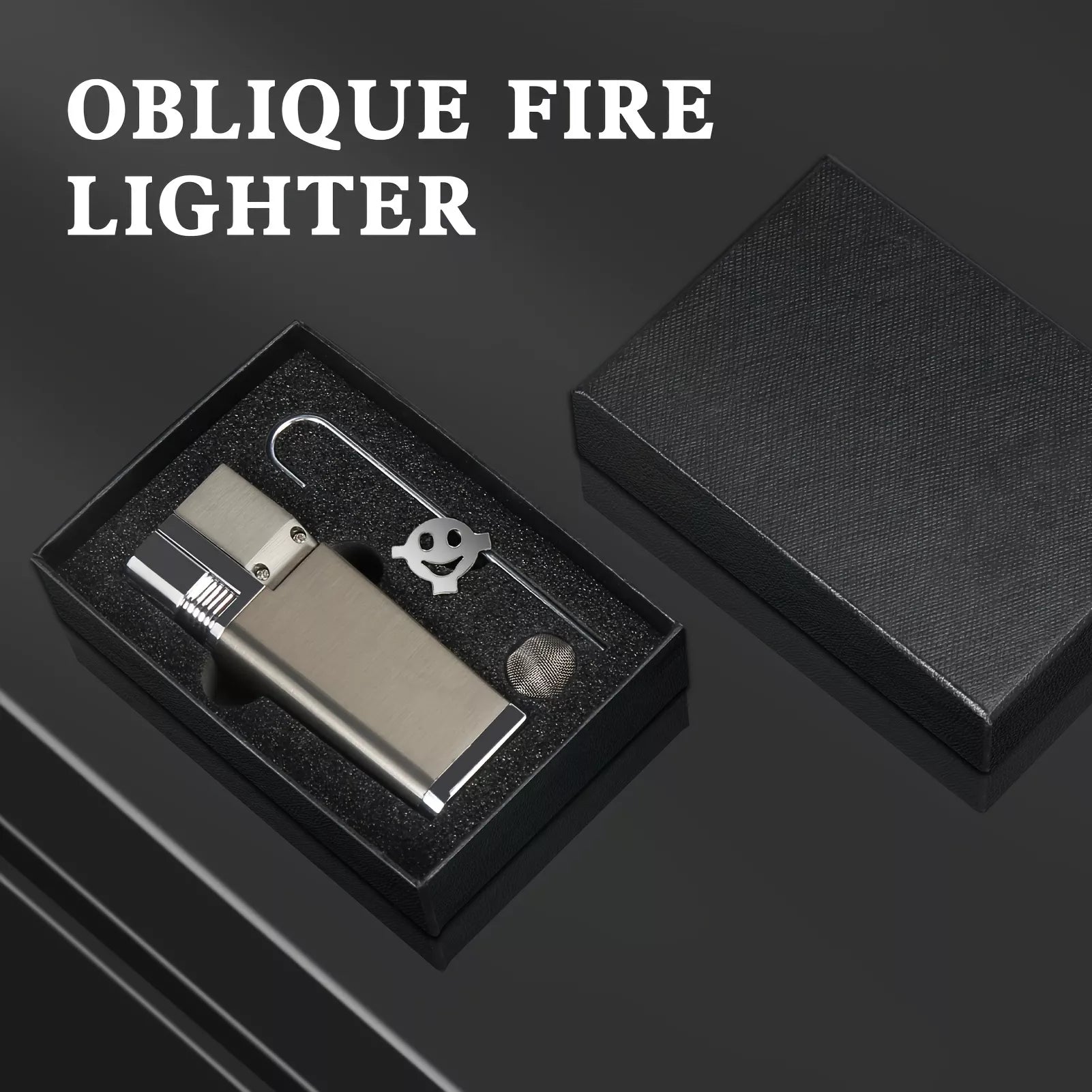 Dual-Function Retro Metal Lighter Combo Portable, with tube, foldable, soft flame. Fits smoking, camping, BBQ, kitchen—practical for men (No Fuel).premium next gen mecha rocker lighter