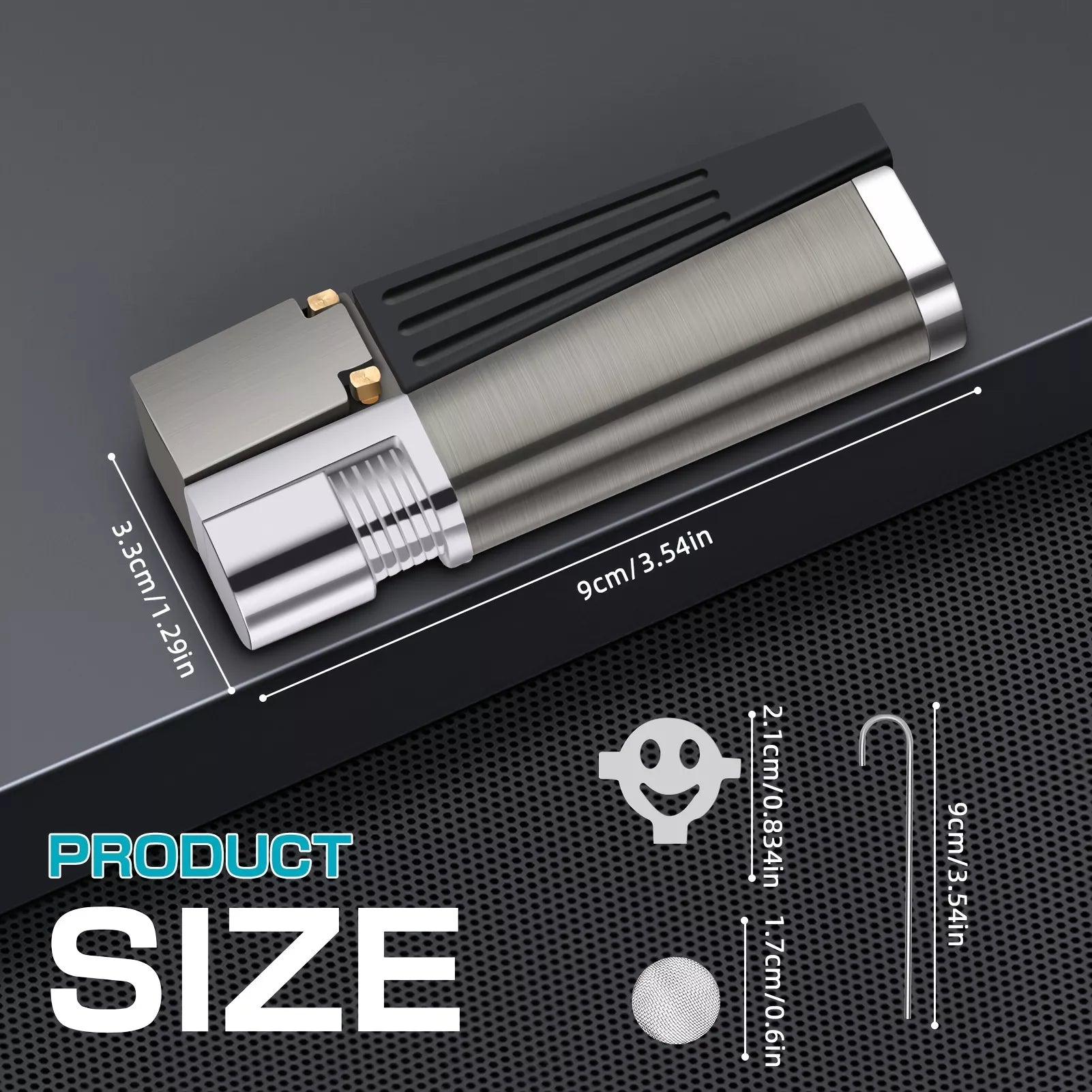 Dual-Function Retro Metal Lighter Combo Portable, with tube, foldable, soft flame. Fits smoking, camping, BBQ, kitchen—practical for men (No Fuel).premium next gen mecha rocker lighter