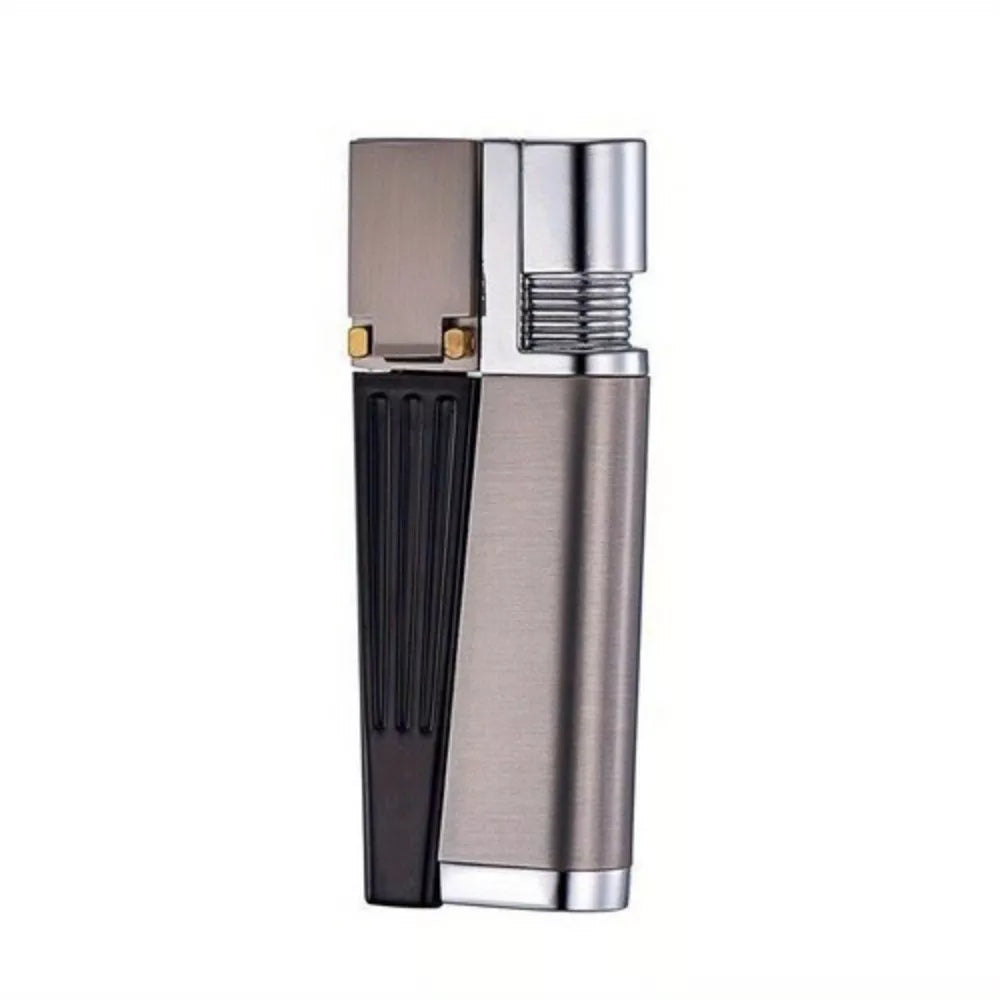 Dual-Function Retro Metal Lighter Combo Portable, with tube, foldable, soft flame. Fits smoking, camping, BBQ, kitchen—practical for men (No Fuel).premium next gen mecha rocker lighter